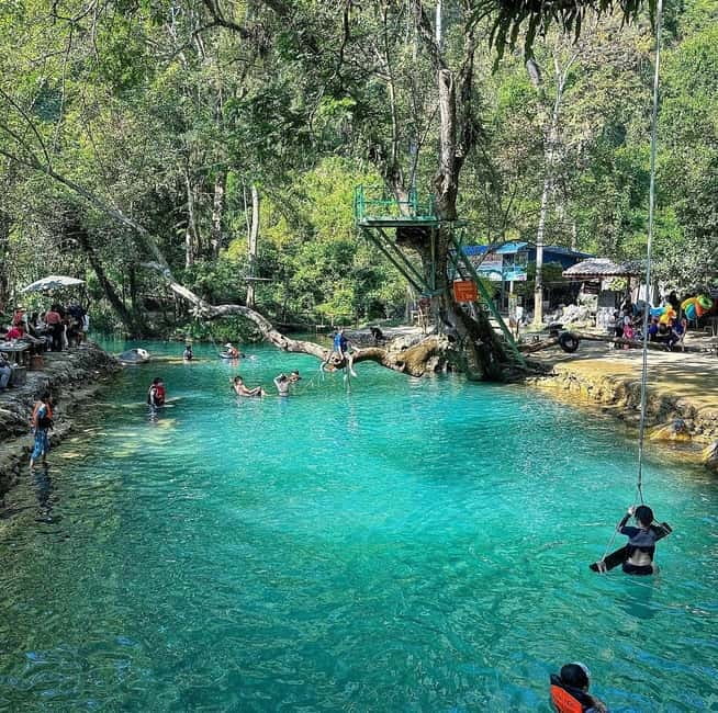 From Vientiane: Vang Vieng Tour with Cave Kayak & Zipline - Ziplining near Nangfa Cave