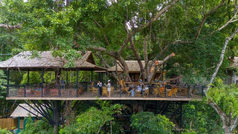 Kuang Si Waterfall, Tree Top Cafe, Ziplining - Reaching Kuang Si’s turquoise pools