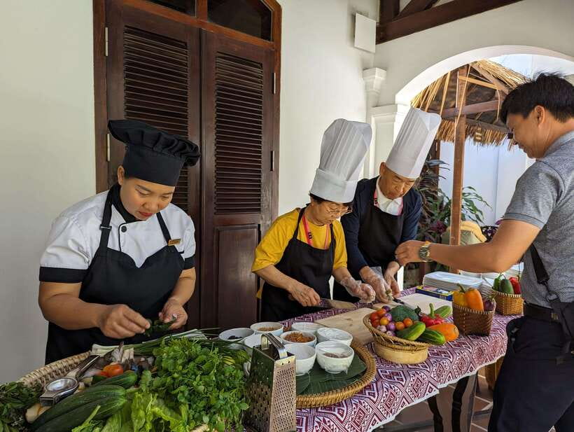 Luang Prabang: Cooking Class at the Former Royal Palace - Eating your own Lao lunch beside the Mekong
