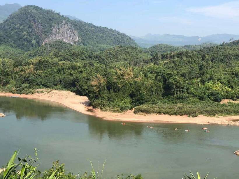 Luang Prabang: Kayak Tour to Pak Ou Caves - Paddling toward Pak Ou Caves