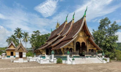 The tiered roof of Wat Xieng Thong in Luang Prabang