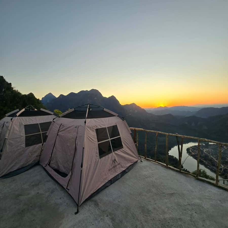 Overnight Camping At nong khiaw view point, 360 view - Dinner in the jungle, with basic camp comforts