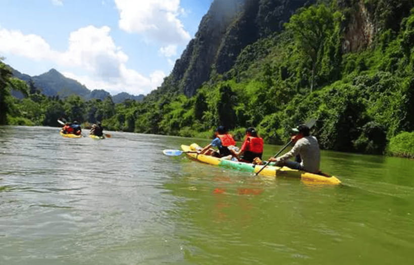 Vang Vieng: Kayaking&Zipline&Water Cave&Tham Chang tour - Ziplining over forest and river